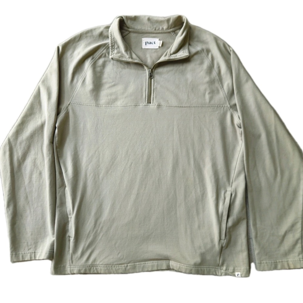 Pact 1/4 Zip Organic Cotton Pullover Sweatshirt Mens Size L Long Sleeve Granola